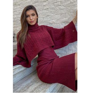 Another Day Midi Sweater Dress - Burgundy